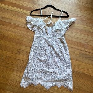 For Love and Lemons White Lace Ruffle Dress